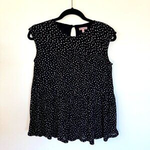 Juicy Couture Tiered Ruffle Sleeveless Polka Dot Blouse Size M